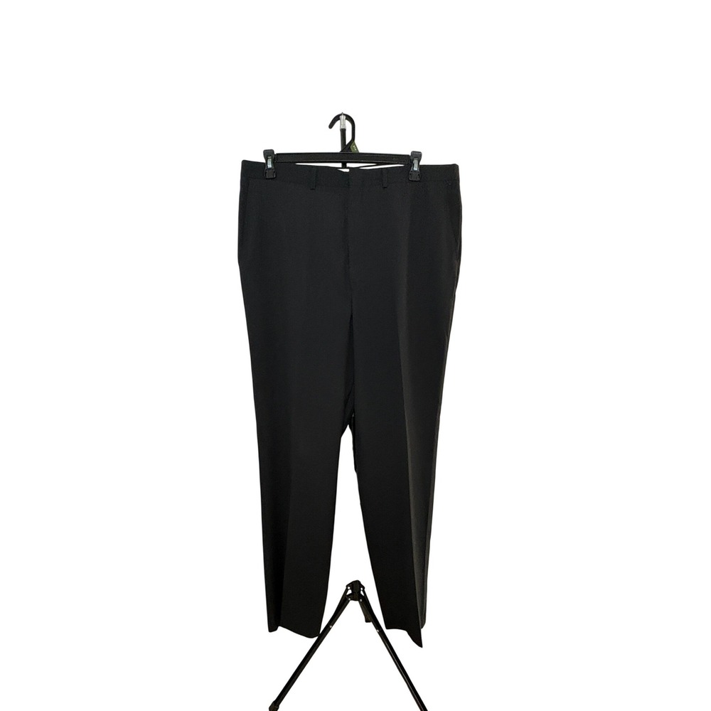 Haggar Men's Black Wool Blend Dress Pants 40x34 Classic Slacks Flat Front